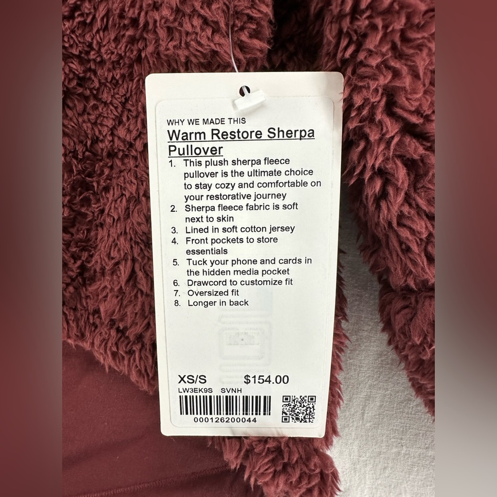 Lululemon Warmth Restore Sherpa Pullover Cowlneck Sweater Savannah Red Size XS/S - Picture 3 of 7